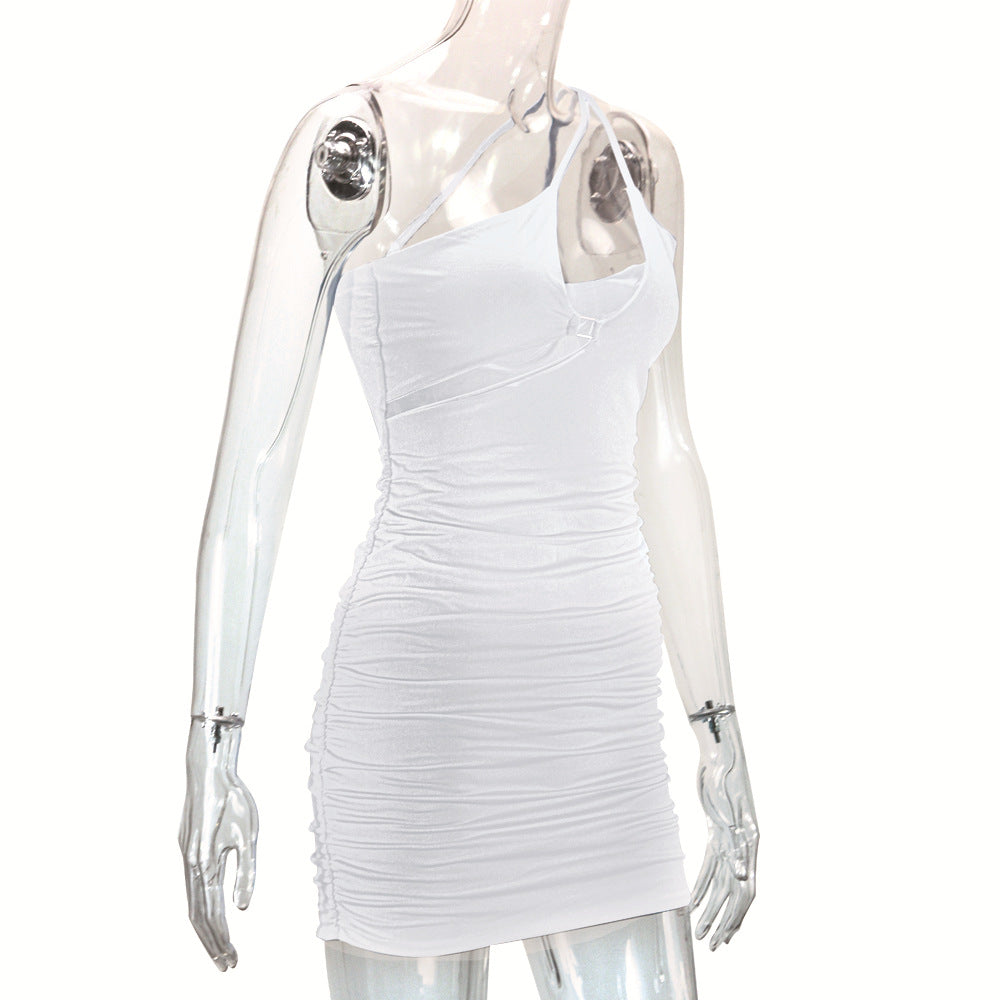 Women Summer Bodycon Sexy Suspender Slash Shoulder Dress 17