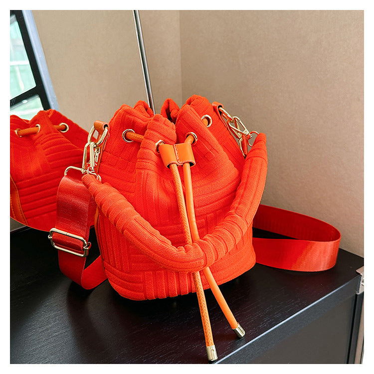 Women Flannel Bucket Bag Single Shoulder Crossbody Bag 17