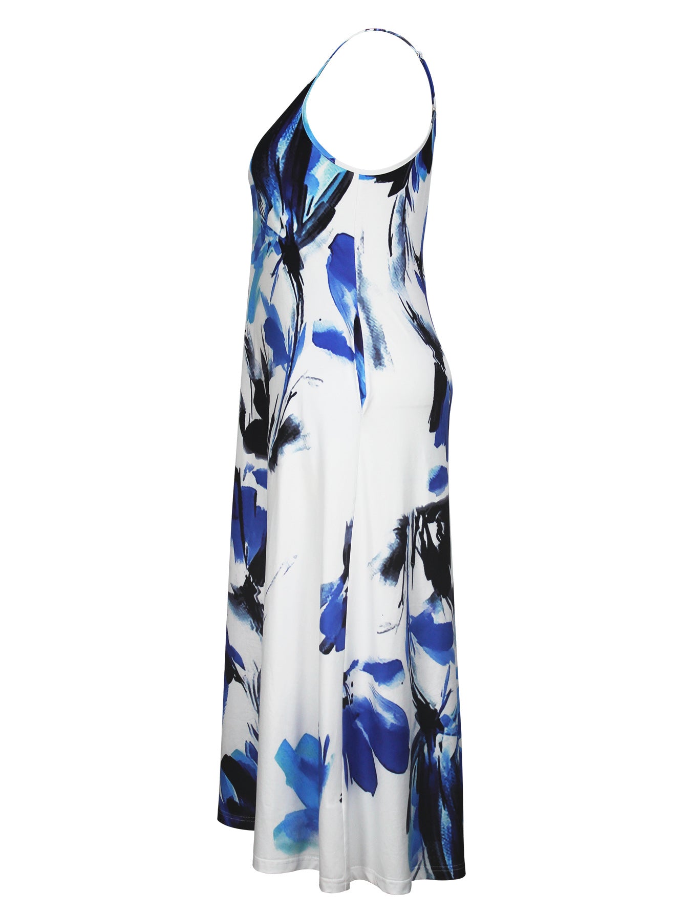 Plus Size Women Summer Elegant V-neck Suspender Holidays Dress 6