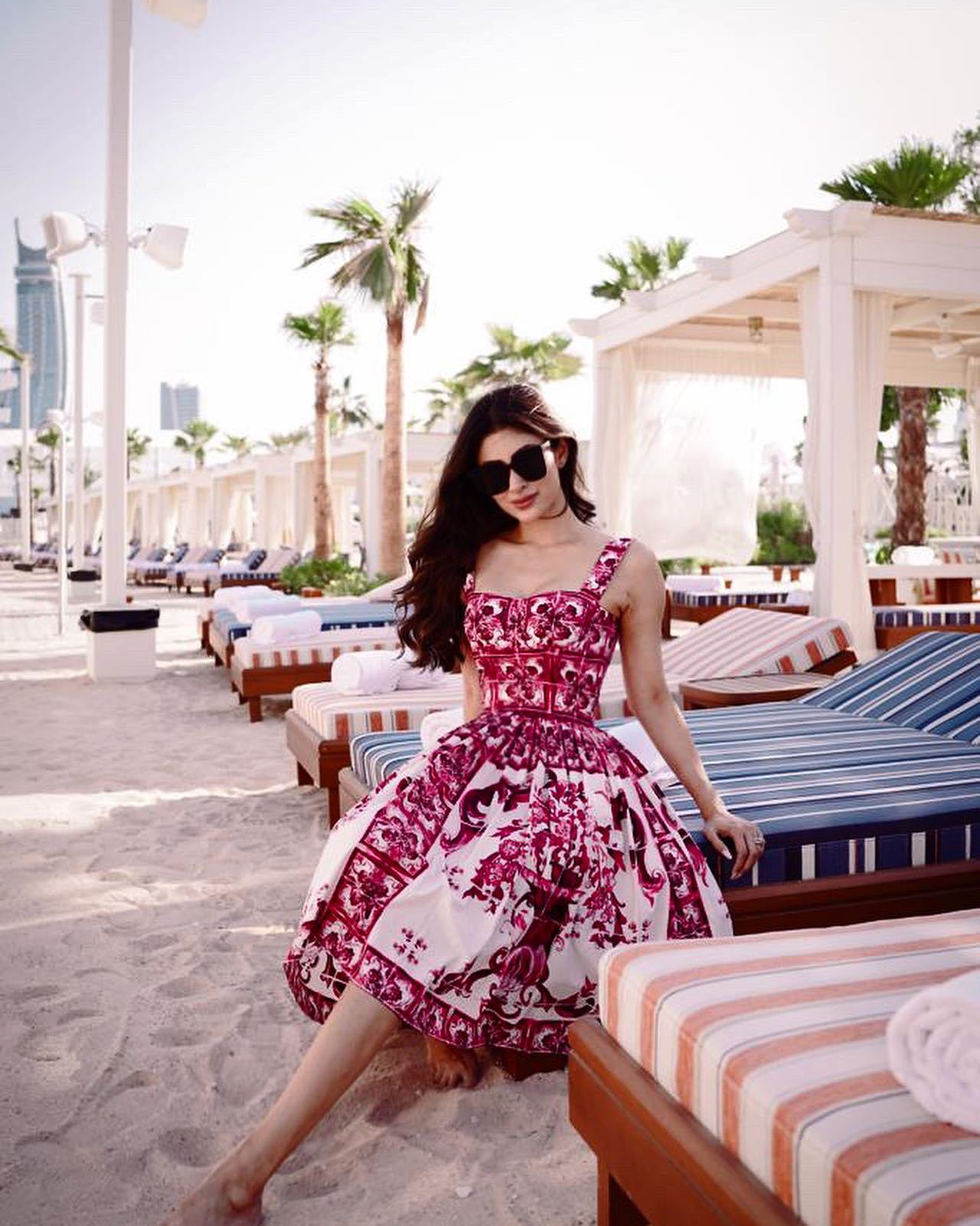 Women French Suspender Printed Strapless Dress 3