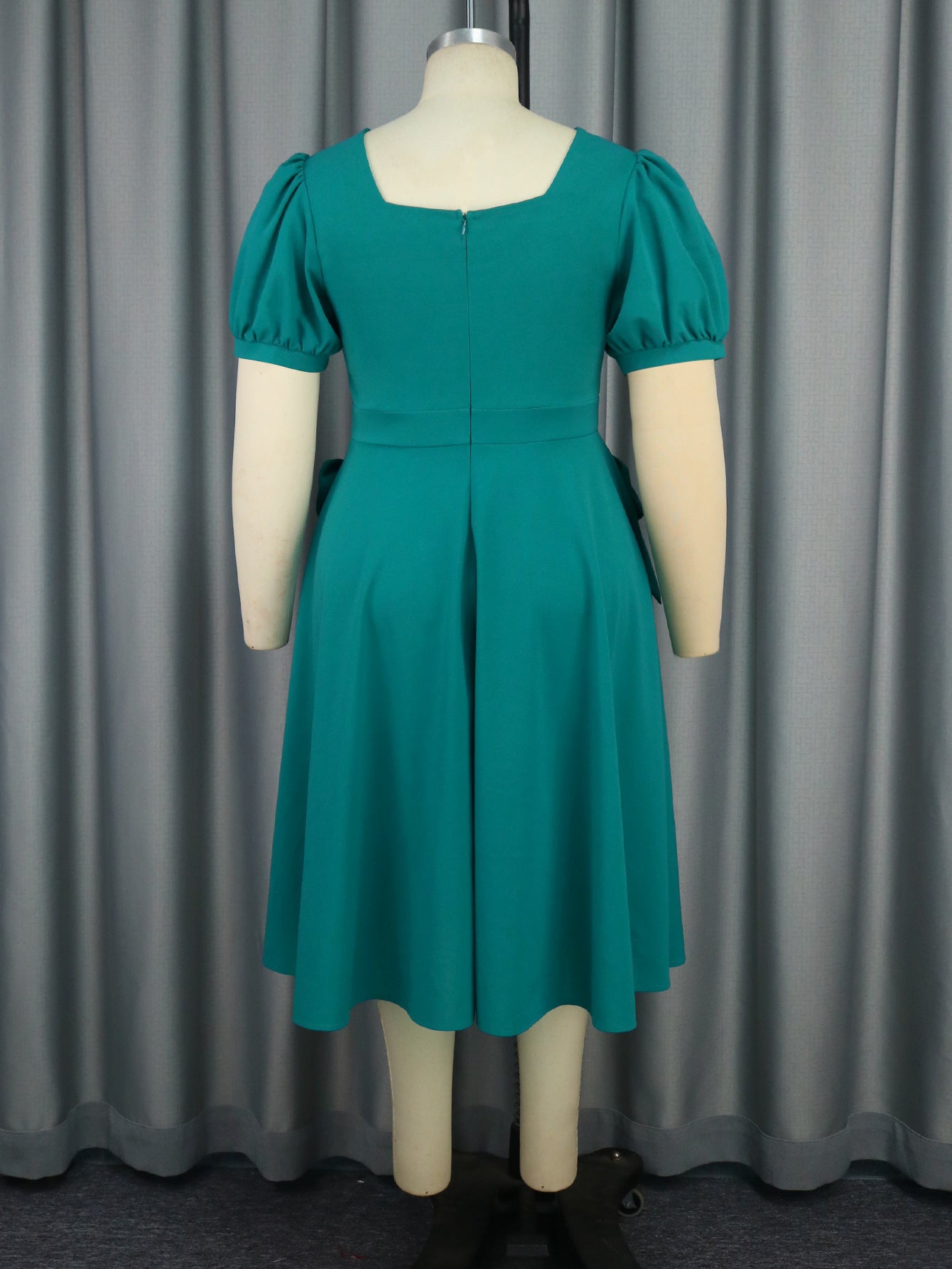 Summer Square Neck Puff Sleeve A-Line Formal Party Dress 6