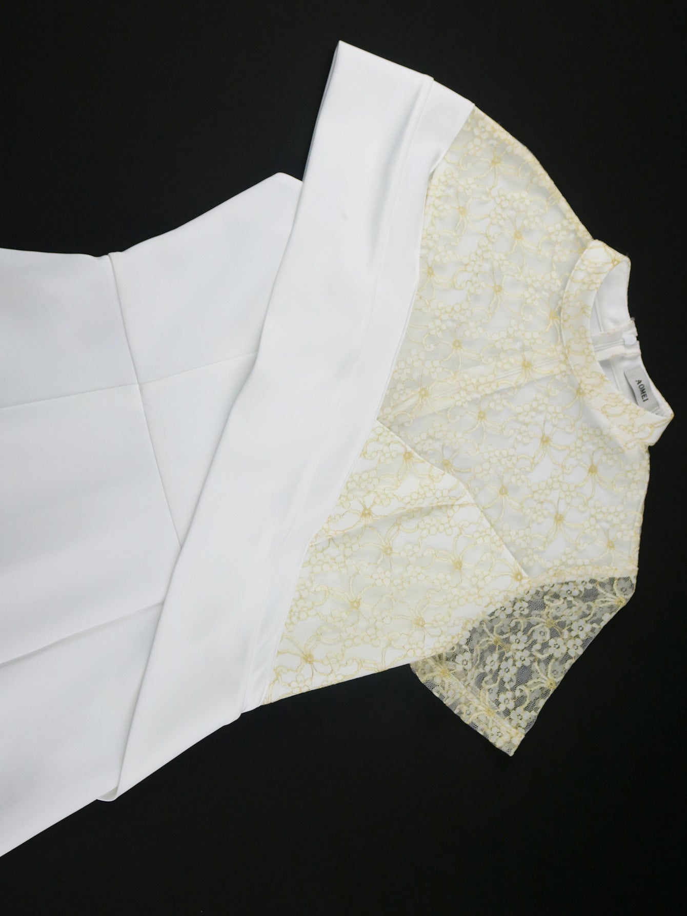 Round-Neck See-Through Lace Short-Sleeve formal Party Wedding & Bridesmaid Slit Dress 14