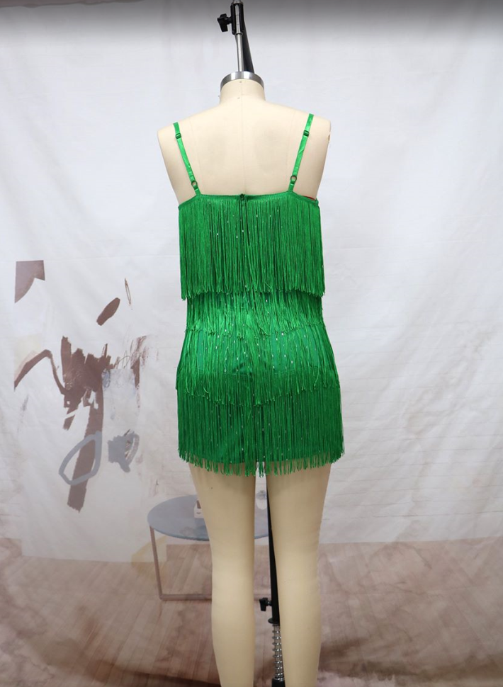 Women Prom Nightclub Party Party Sexy Sleeveless Suspender Tassel Mini Dress 14