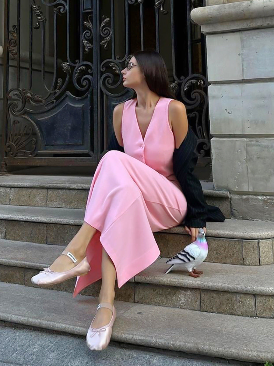 Women French Sexy Vest and Long Skirt Two-piece Set 5