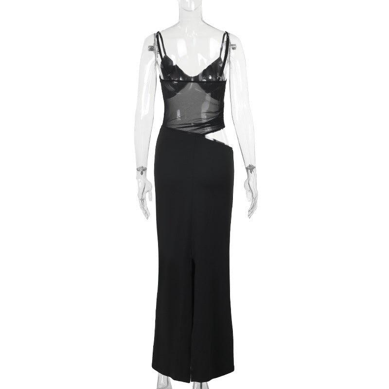 Women Sexy Mesh Patchwork Strap Dress 8