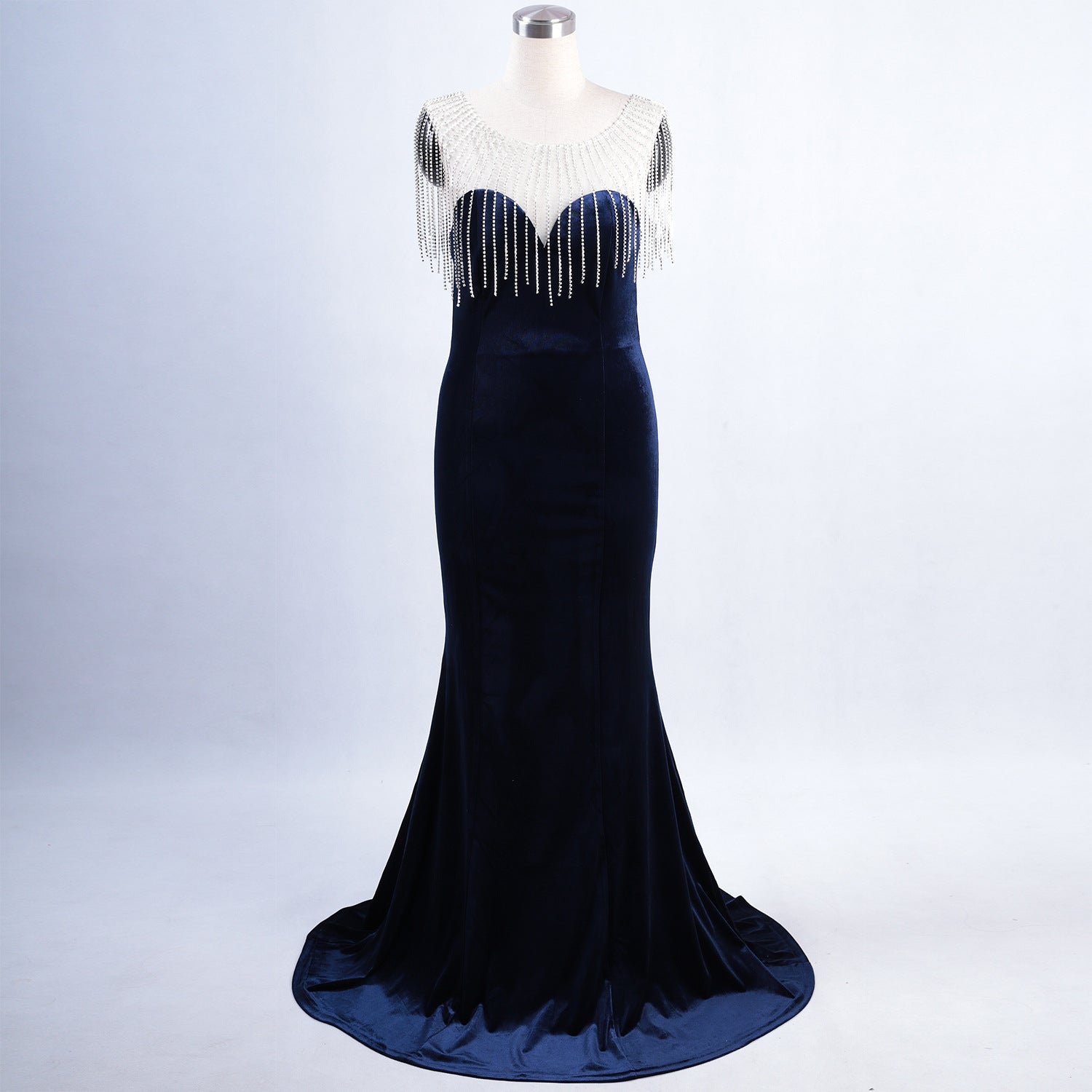 diamond chain velvet evening dress Formal Party long slim and elegant mermaid Prom Dress 22