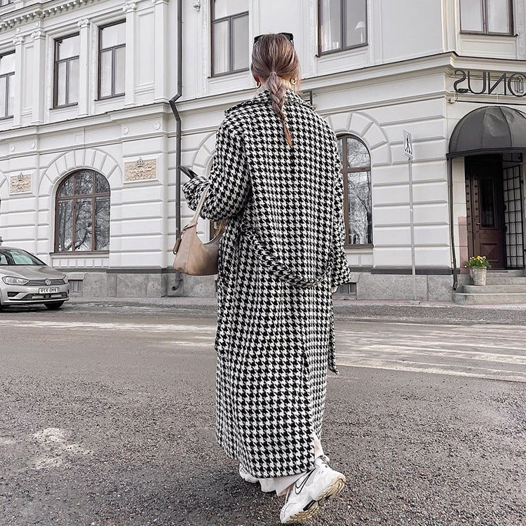 Women houndstooth Maxi windbreaker 4