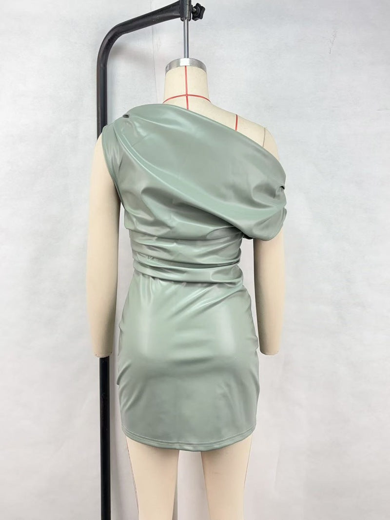 Women's Sexy Nightclub Trend Slash Shoulder Mini Bodycon Dress 19