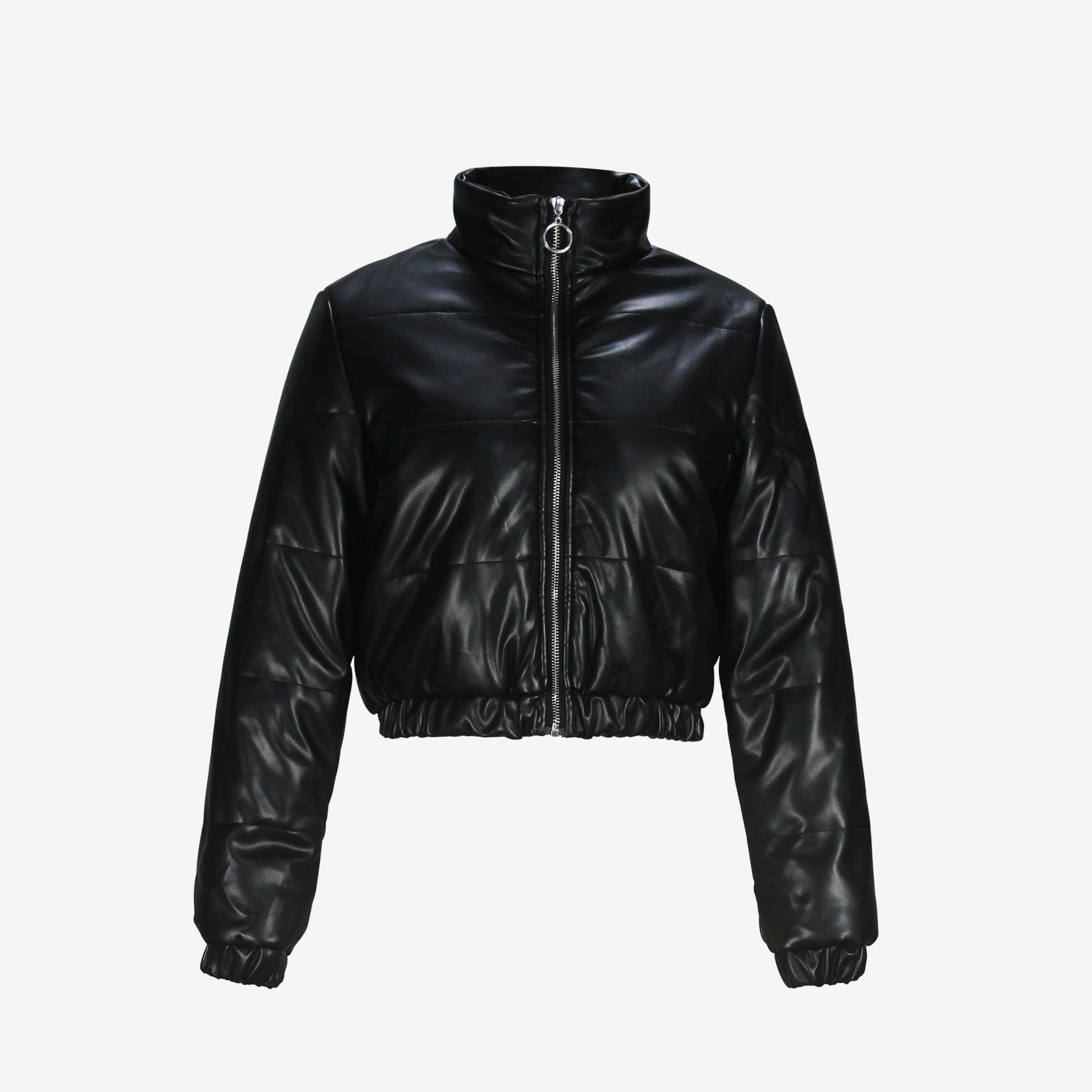 Autumn Winter High Neck Long Sleeve Zipper Fashion Casual Cotton-Padded Jacket 3