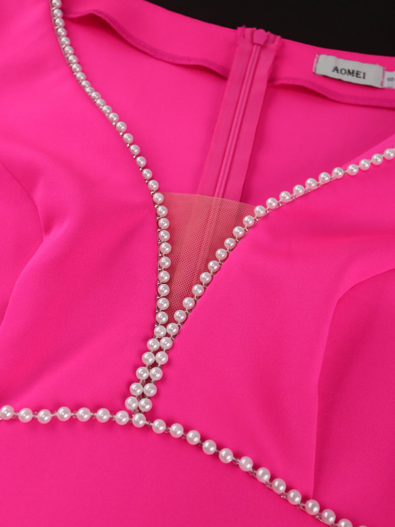 Feather Patchwork Deep V Diamond Long Sleeve Evening Dress 8