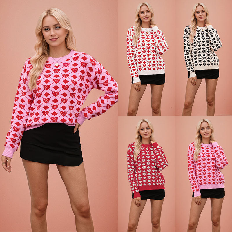 Women Autumn/Winter Heart Valentine's Day Sweater 17