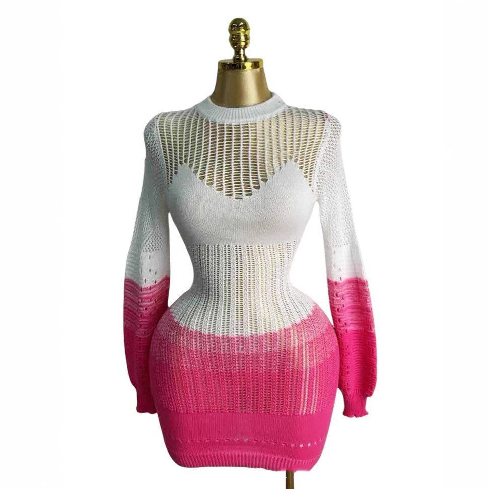 Women Autumn Hollow Knitting Style Beach Dress 18