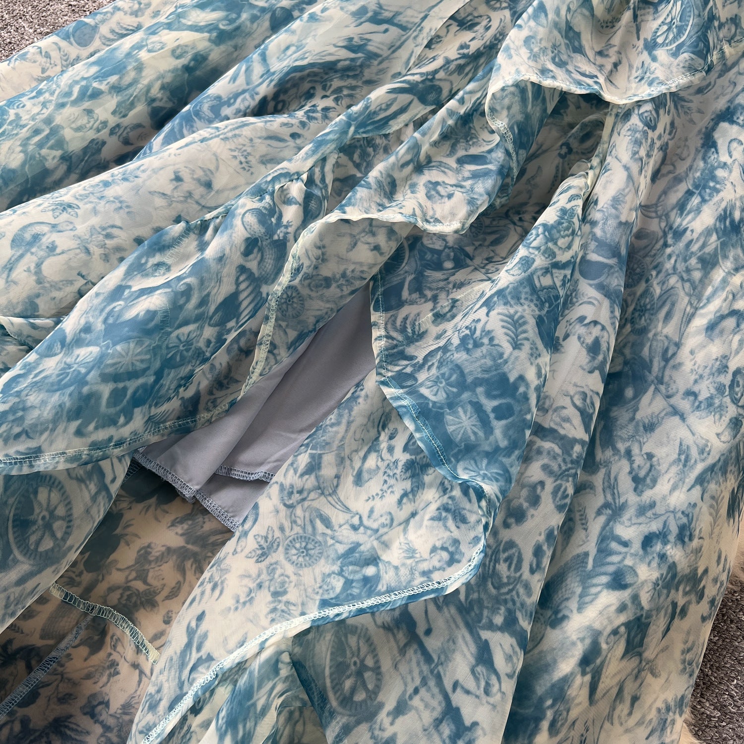 Organza Square Neck Puff Sleeve Chic Slim Waist Holiday Dress 10