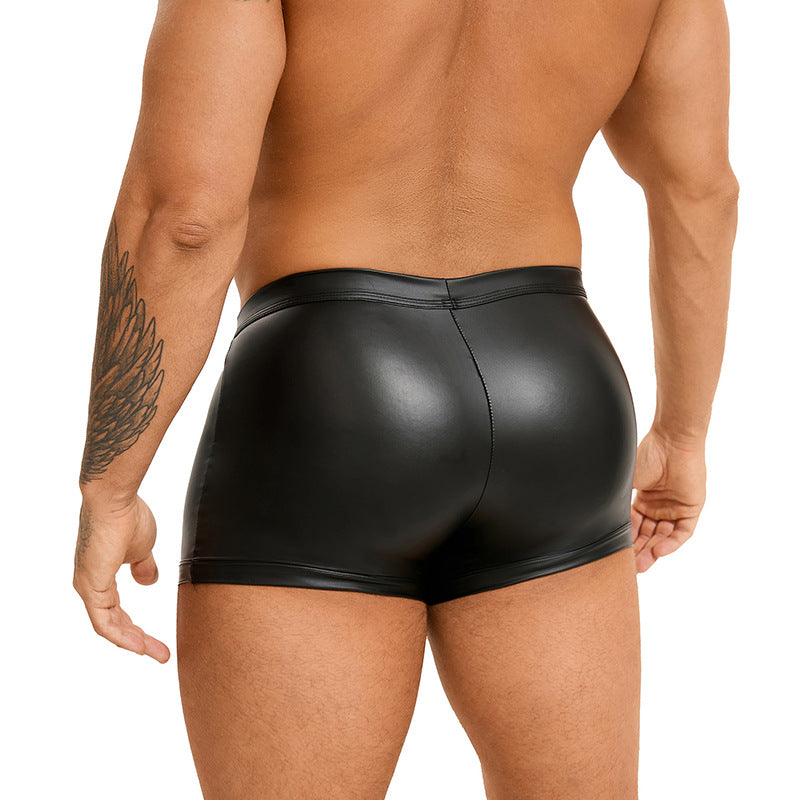 Men's sexy Pu-Leather square leg shorts 6