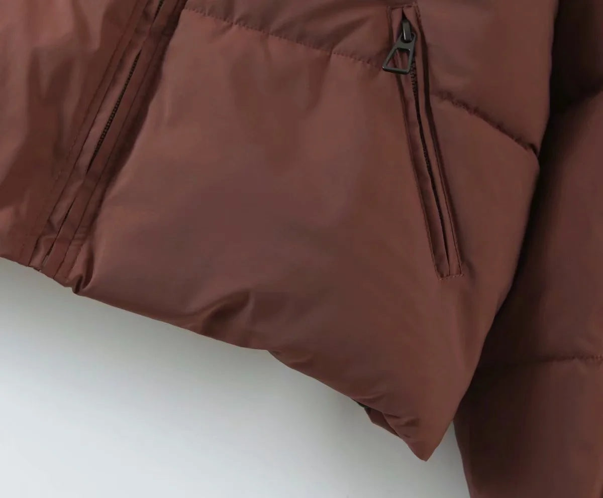 women's winter style fashion Stand Collar zipper pocket warm cotton-padded jacket 42