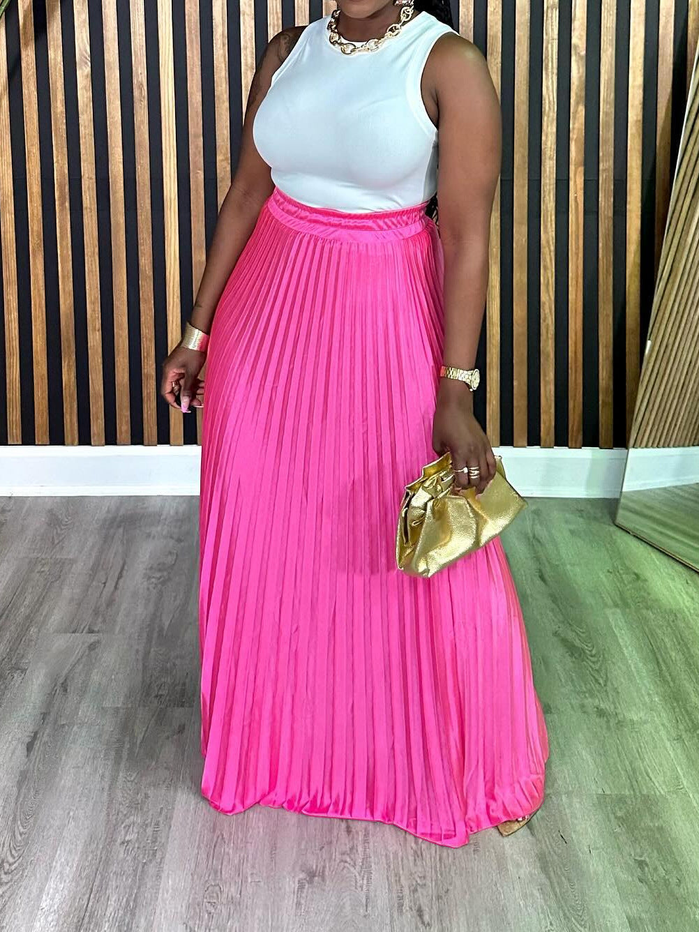 Loose Casual Plus Size Pleated Long Skirt 8