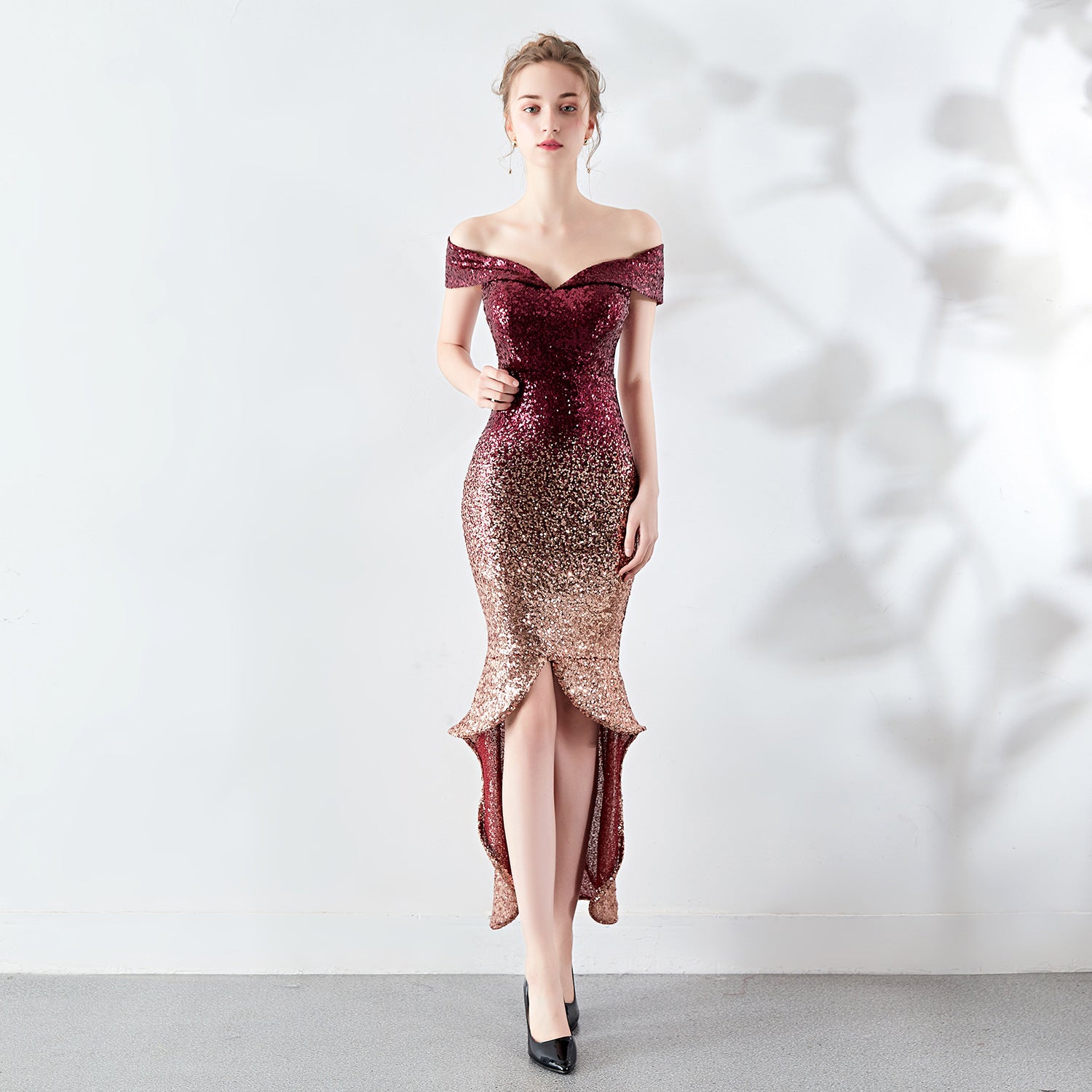 Sequins Sweetheart High Low Mermaid Evening Dress 6