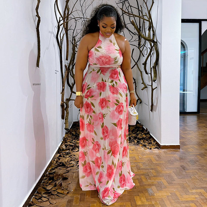 Women elegant printed pleated dress 3