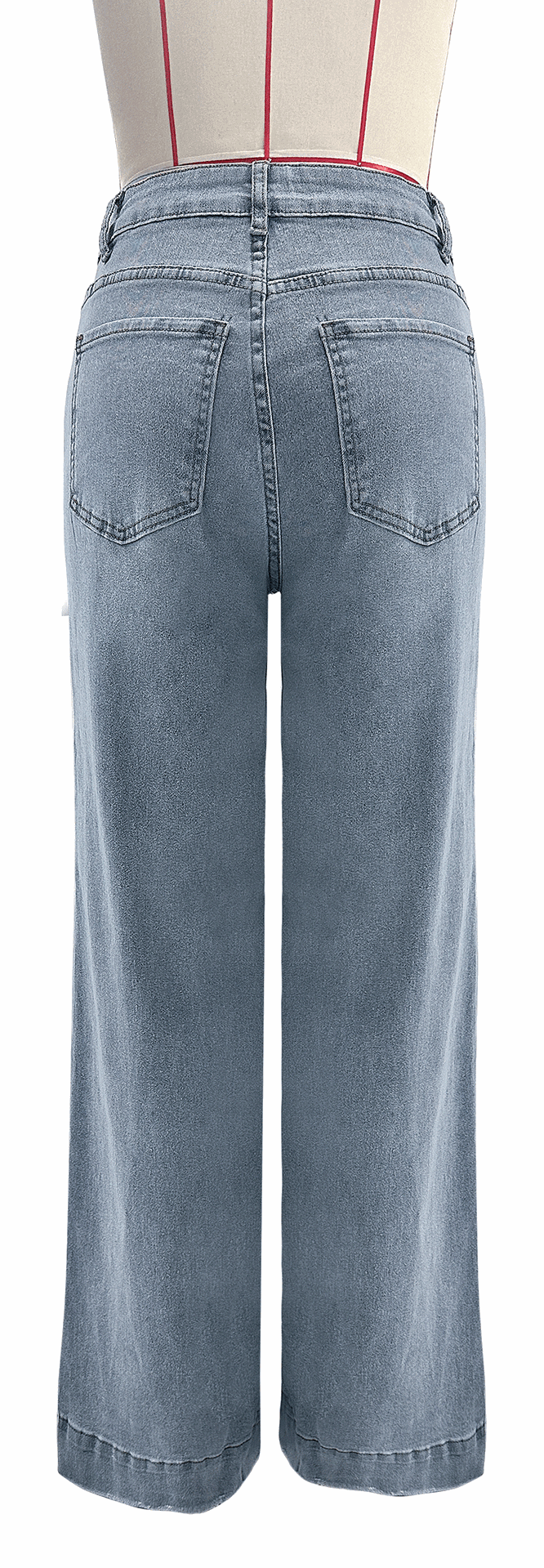 Women's spring wide leg straight high waist denim pants 15