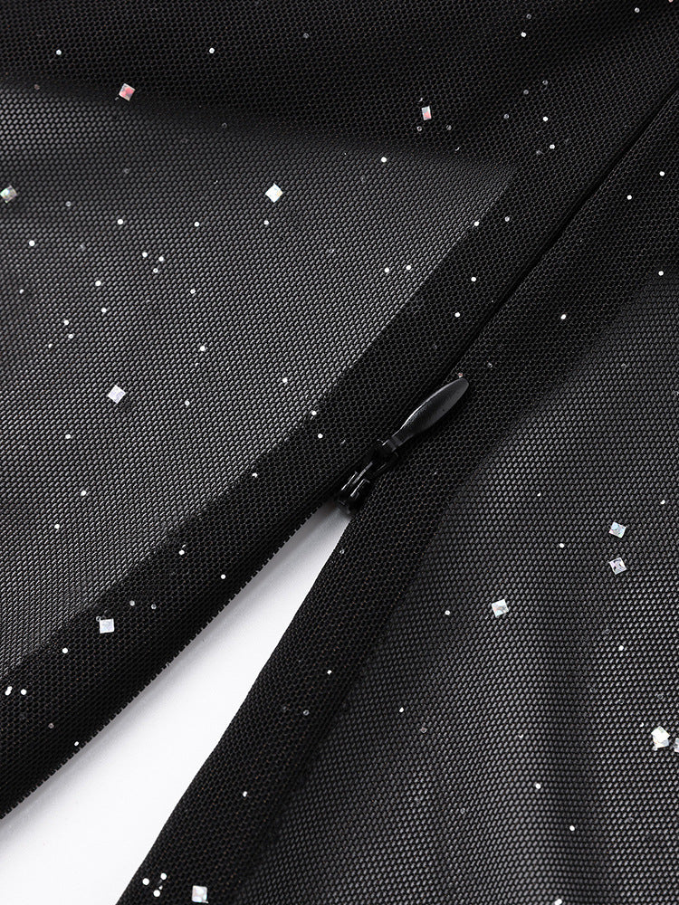 Mesh Bell Sleeve DSequin See-Through Mini Dress 26