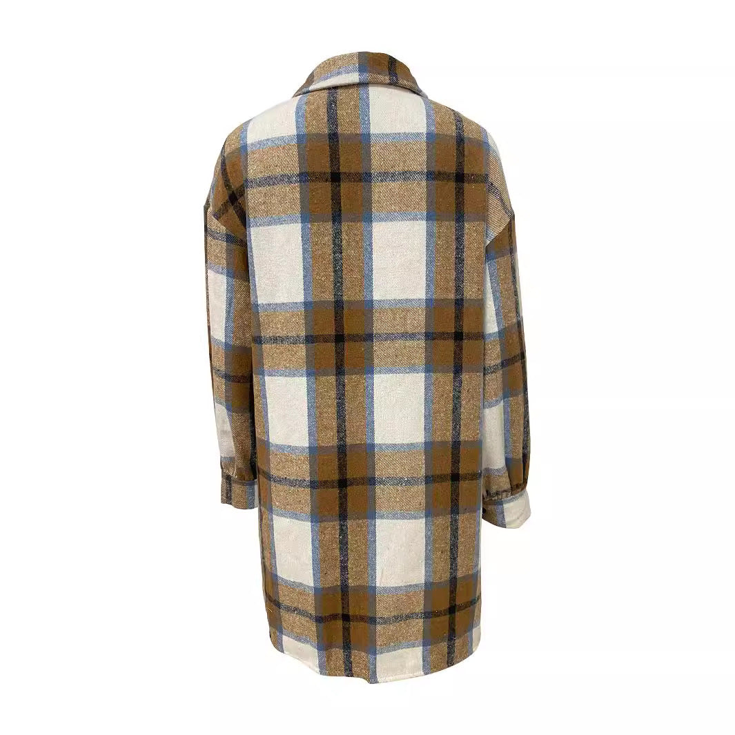 Women Plaid Cardigan Long Jacket 5