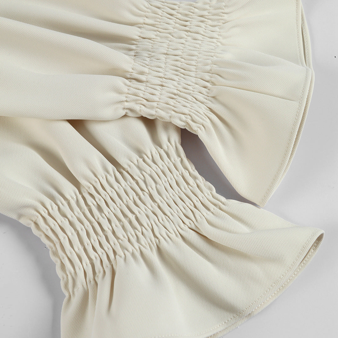 Women Solid Long Sleeve V-Neck Backless Top and Wide Leg Pants Two-Piece Set 11