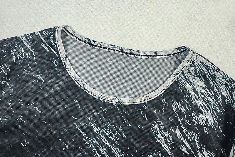 Women Printed Colorblock Round Neck Long Sleeve Bodycon Dress 10