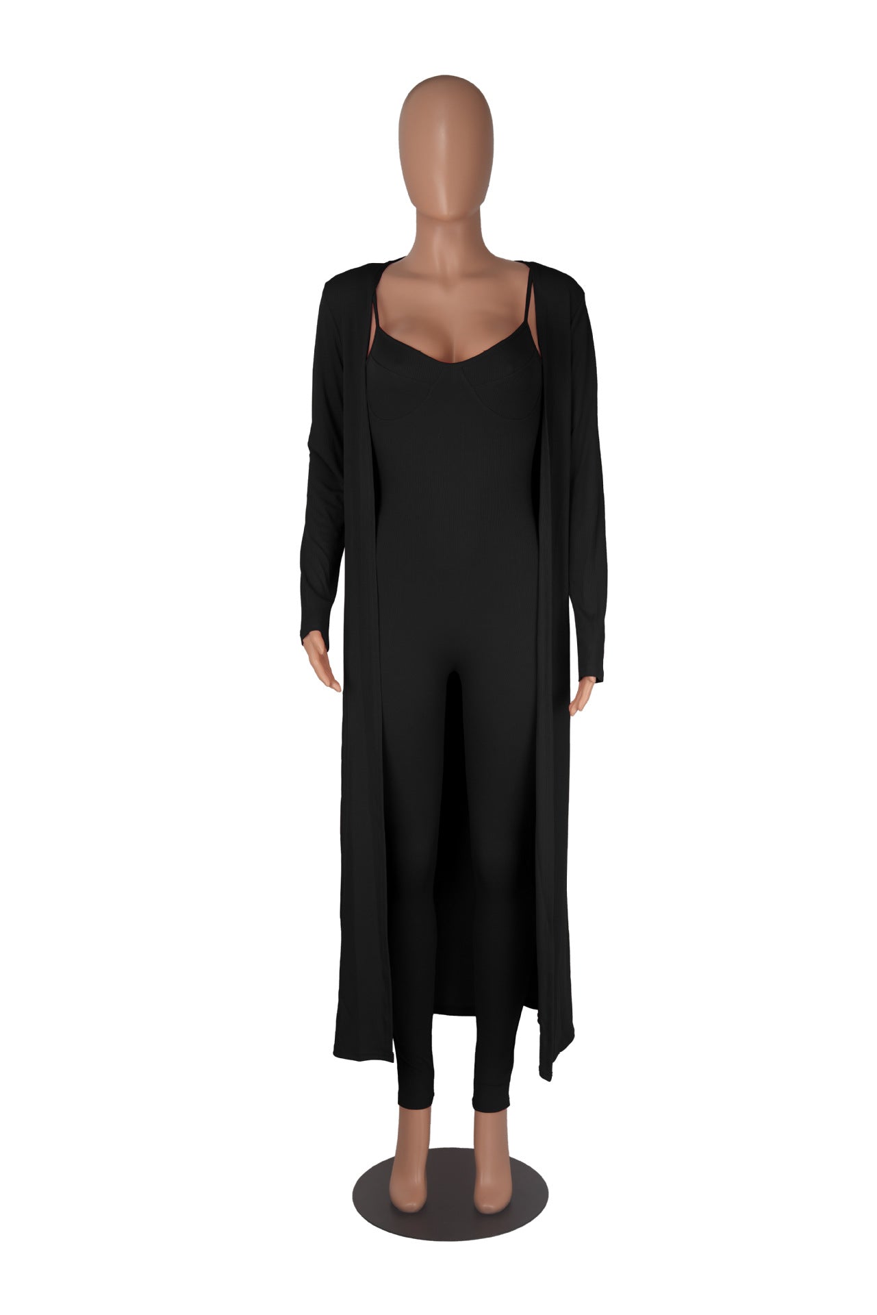 Fall Women'S Fashion Straps Jumpsuit + Casual Fall Loose Long Sleeves Cardigan 20