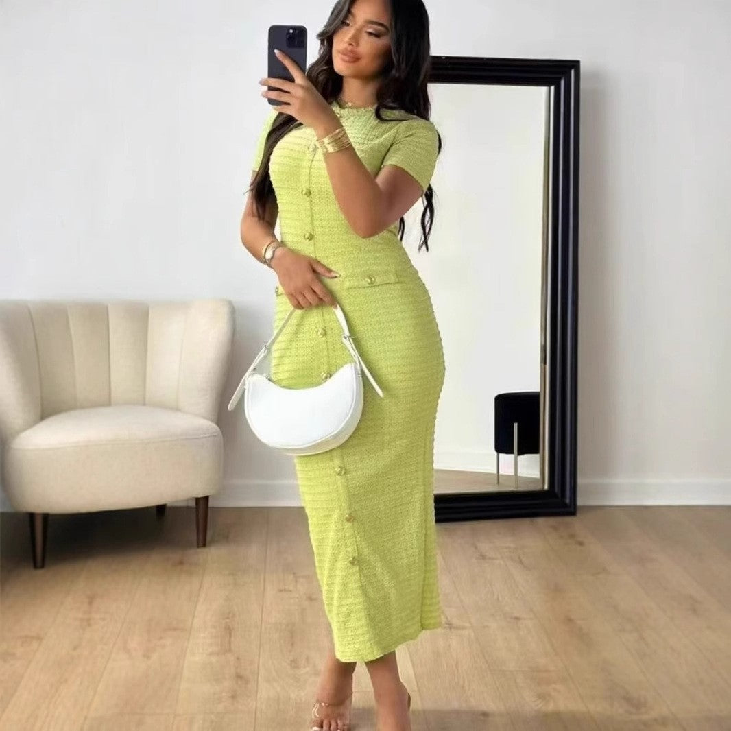 Women spring and autumn French retro knitting short-sleeved dress 4