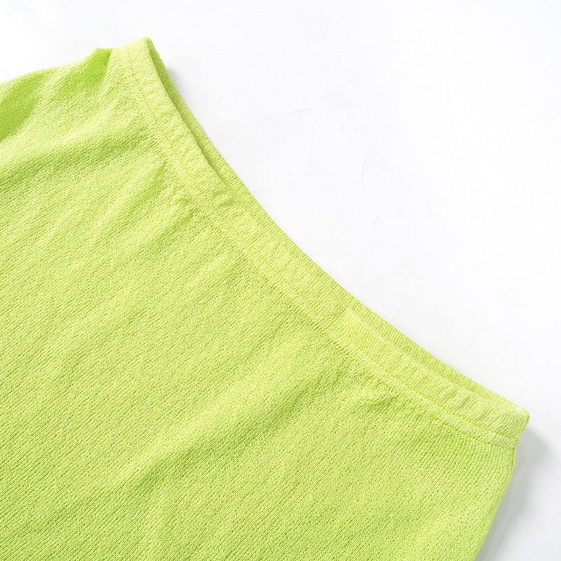 Women Summer Casual Solid Knot Sleeveless Tank Top And Bodycon Skirt Two-piece Set 13