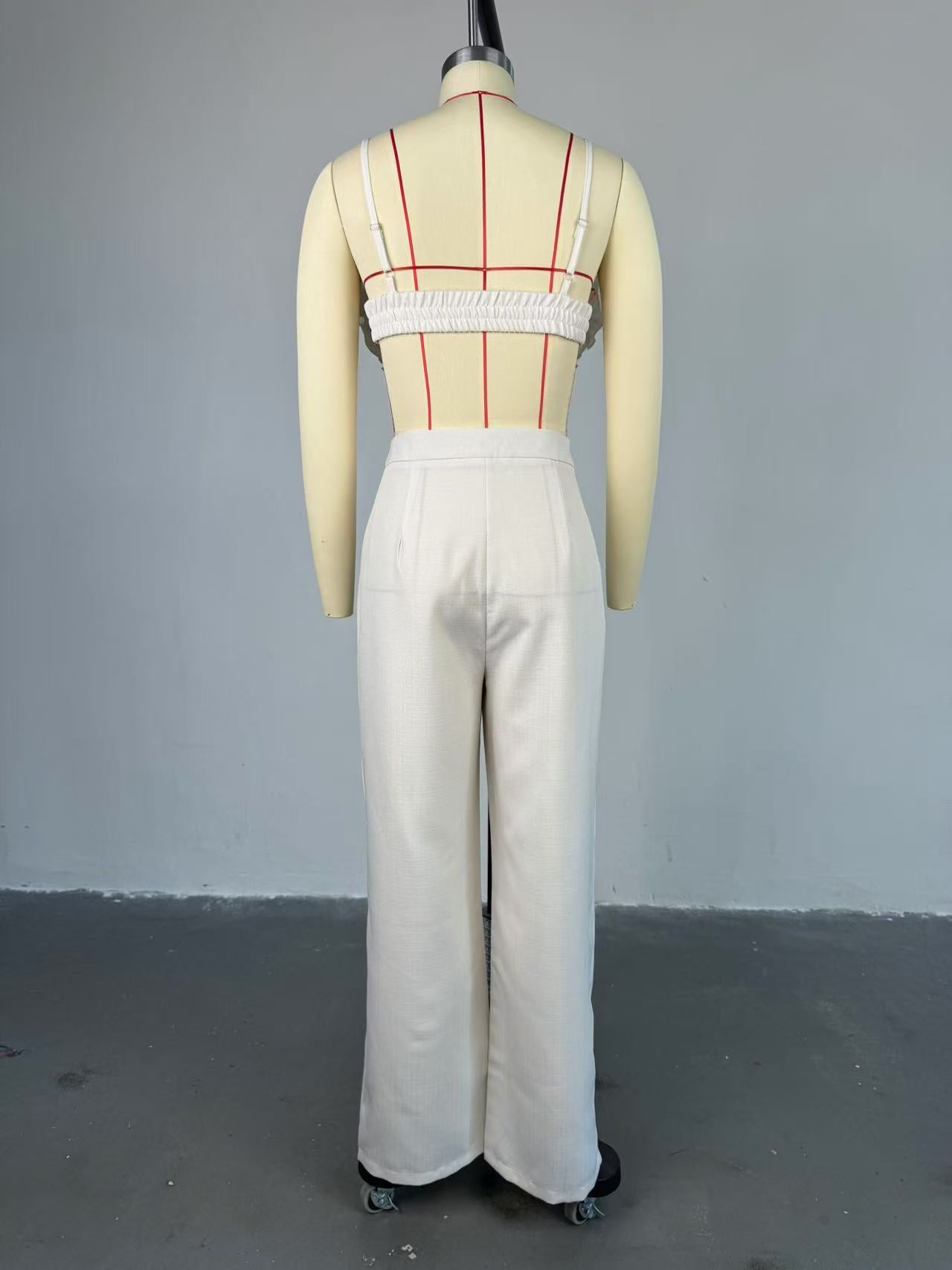 Women Fall Strapless Top and Pant Two Piece Set 7