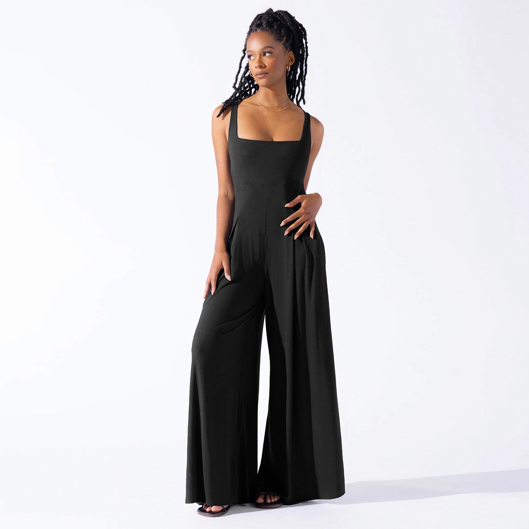 Women Casual Knitting Sexy Suspender Wide Leg Jumpsuit 8