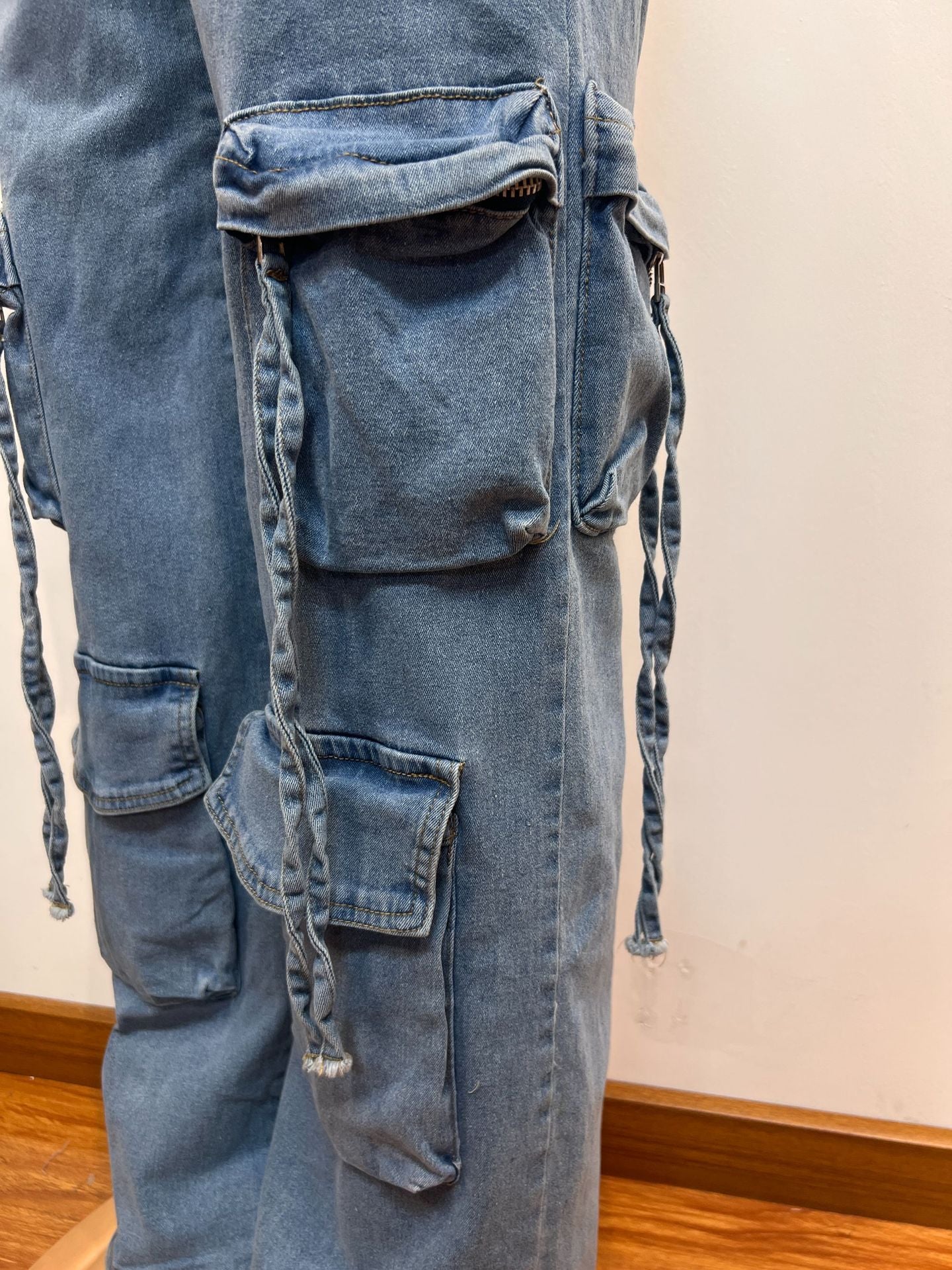 Women Strapless Button Cargo Jumpsuit 12