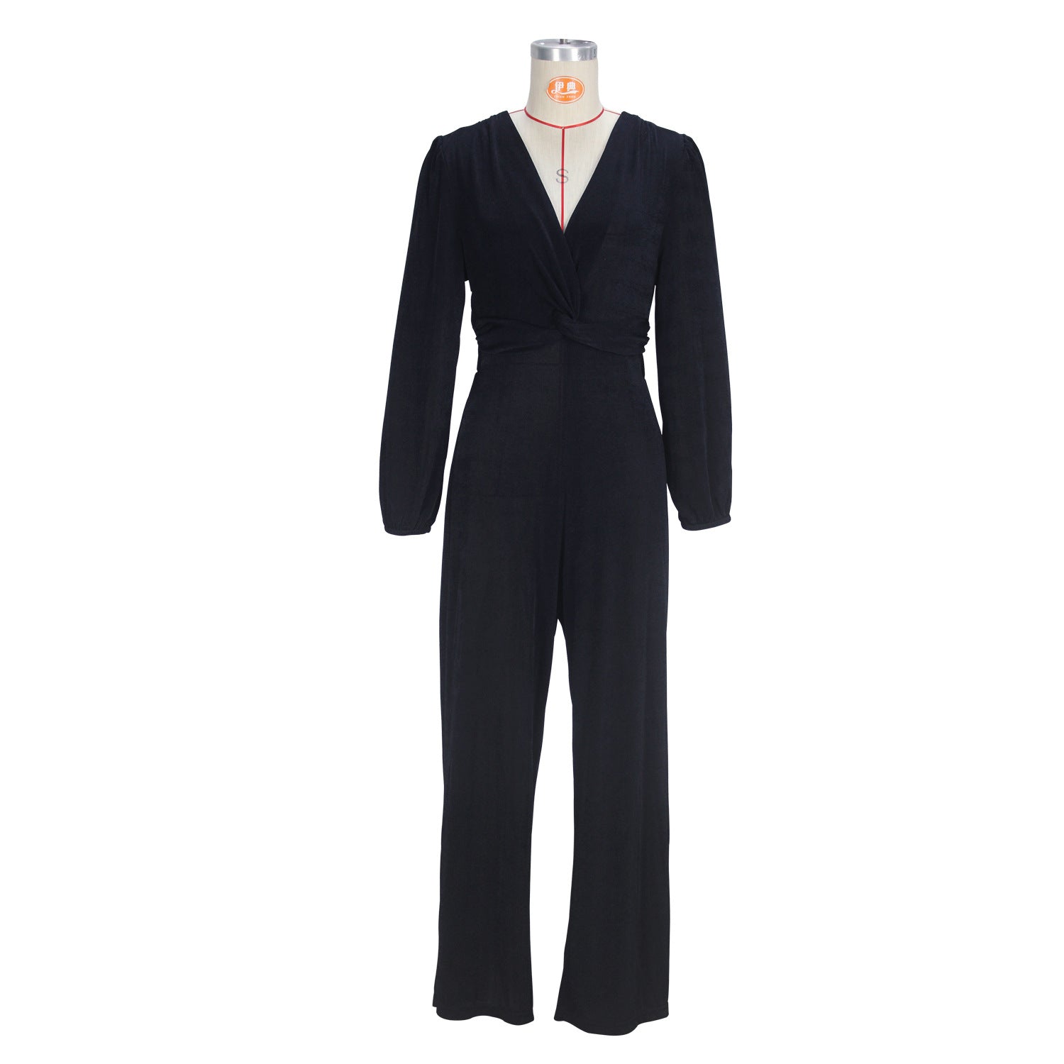 Spring And Autumn Women's Long Sleeve V-Neck Slim Waist Casual Jumpsuit 6