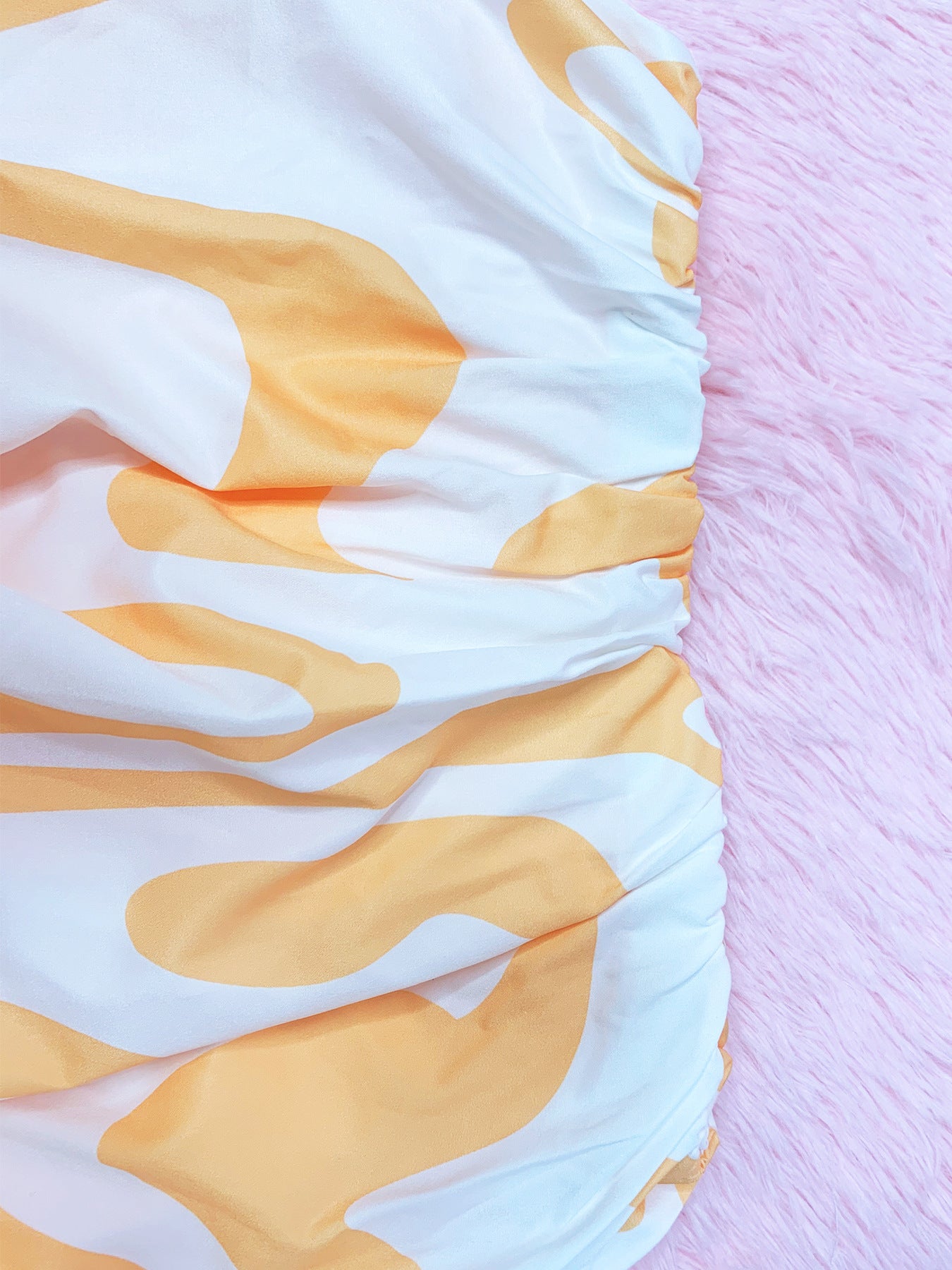 Women zipper cute puff sleeve striped shirt and Skirt two-piece set 11