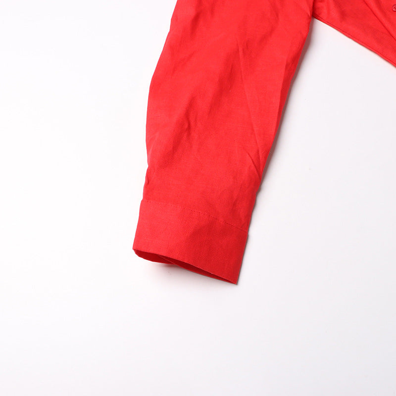 Women Turndown Collar long sleeve solid shirt Top and Casual shorts two-piece set 31