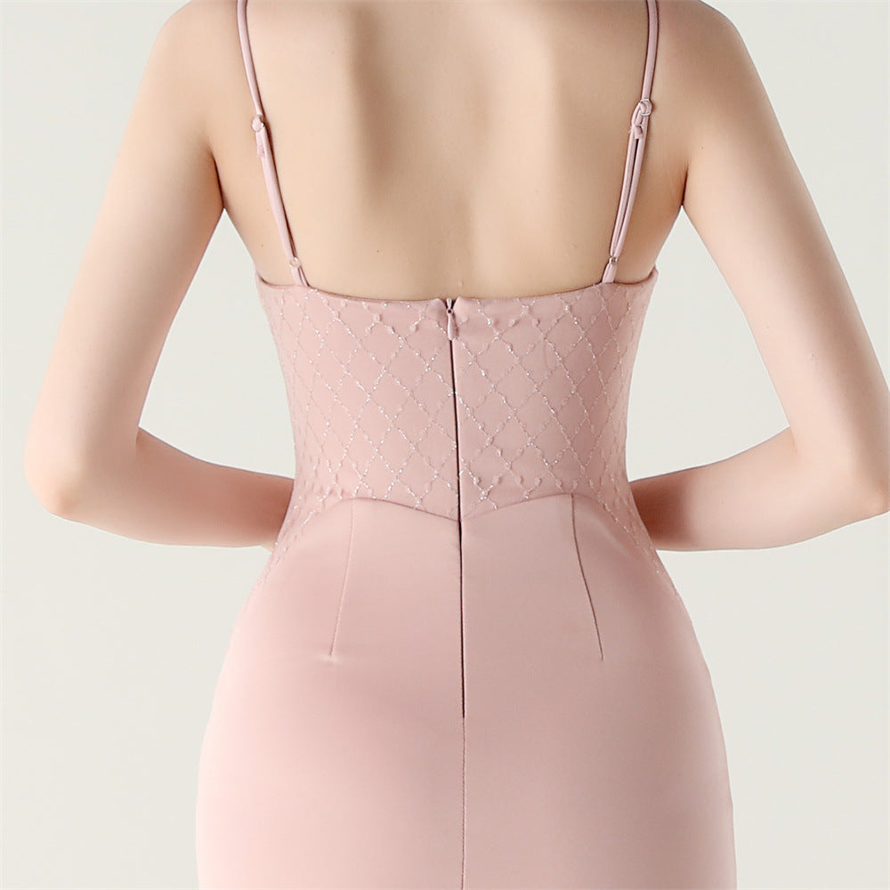 Women Fishbone Lace Sequin Formal Dinner Wedding Fishtail Evening Dress 51