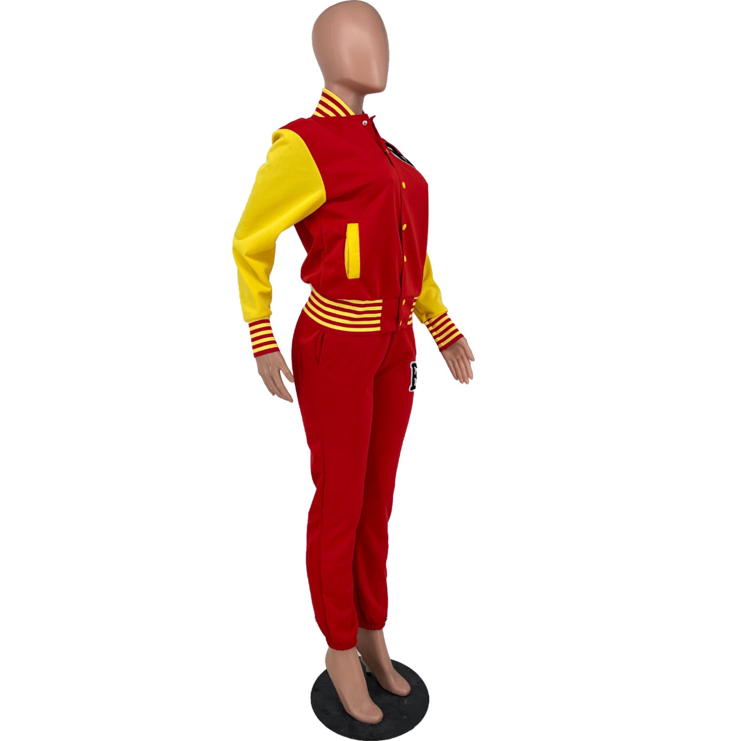 Women Letter Baseball Jacket and Pant Two-Piece Set 26