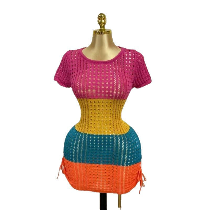 Women Beach Pullover Hollow Knitting Sexy Dress 4