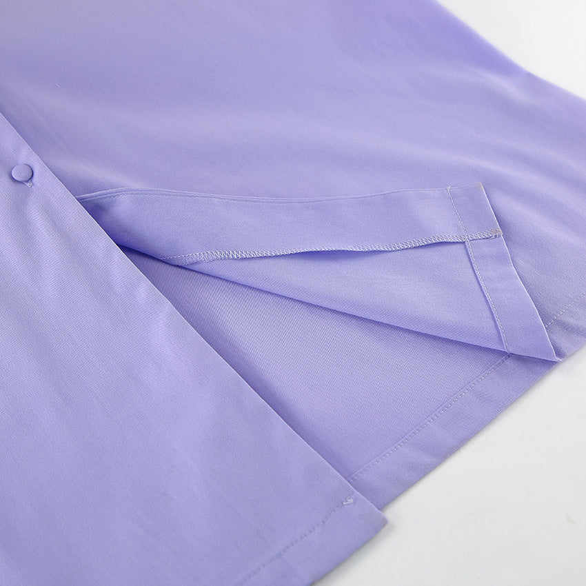 Women Summer Sexy Purple Elegant Sleeveless Halter Neck Dress 19