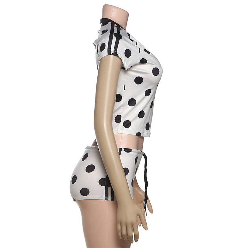 Women Summer Digital Print Short-Sleeved Top and Shorts Two-Piece Set 8