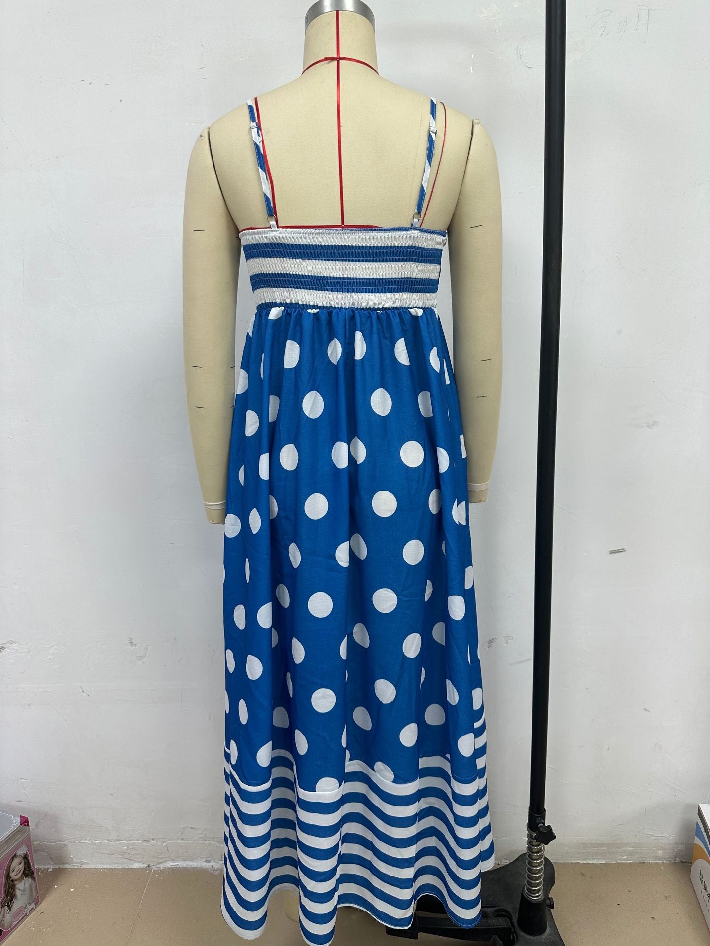 Summer Fashion Print Low Back Strap Sexy High Waist Long Dress 13
