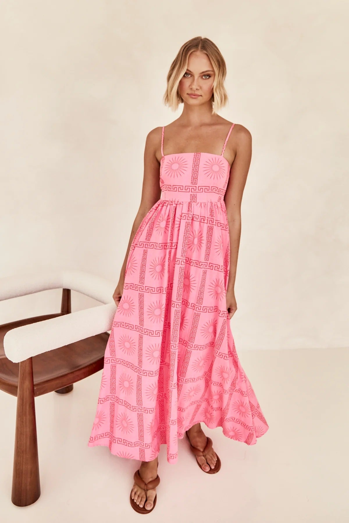 Summer Fashion Print Backless Hollow Strap Dress 7