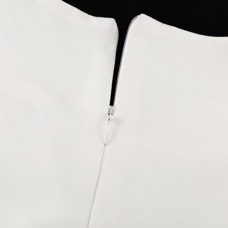 Women White French Sleeveless Round Neck Dress 11