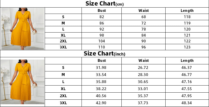 Plus-Size Women Sexy Short-Sleeved V-Neck Elegant Pleated African Dress 13
