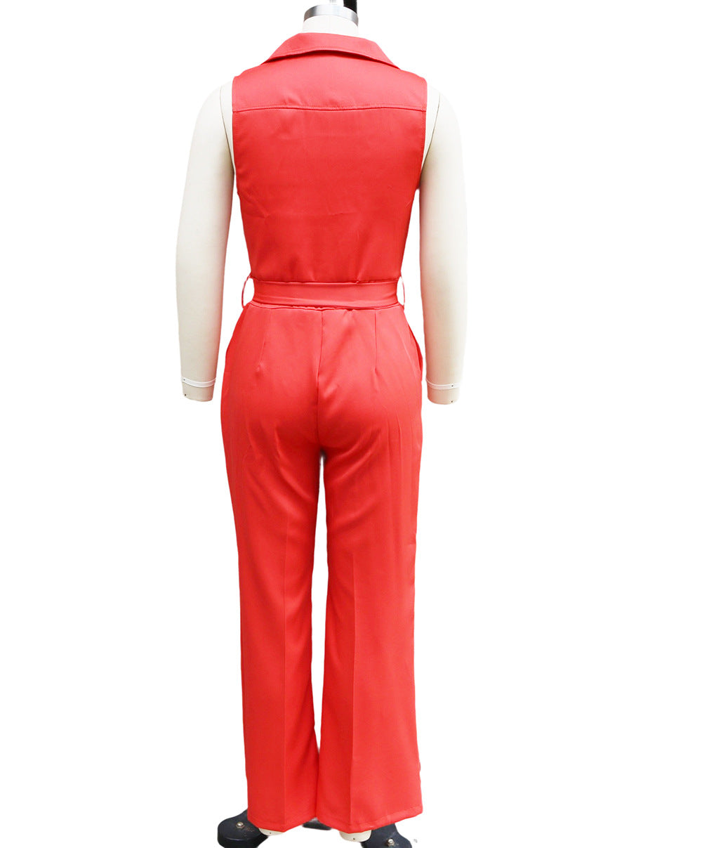 Women Career Sleeveless Jumpsuit 16