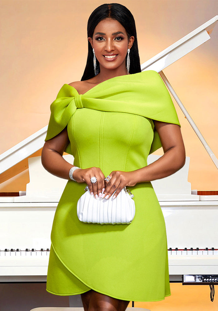 Spring Summer Off Shoulder Bowknot A-Line Party Dress