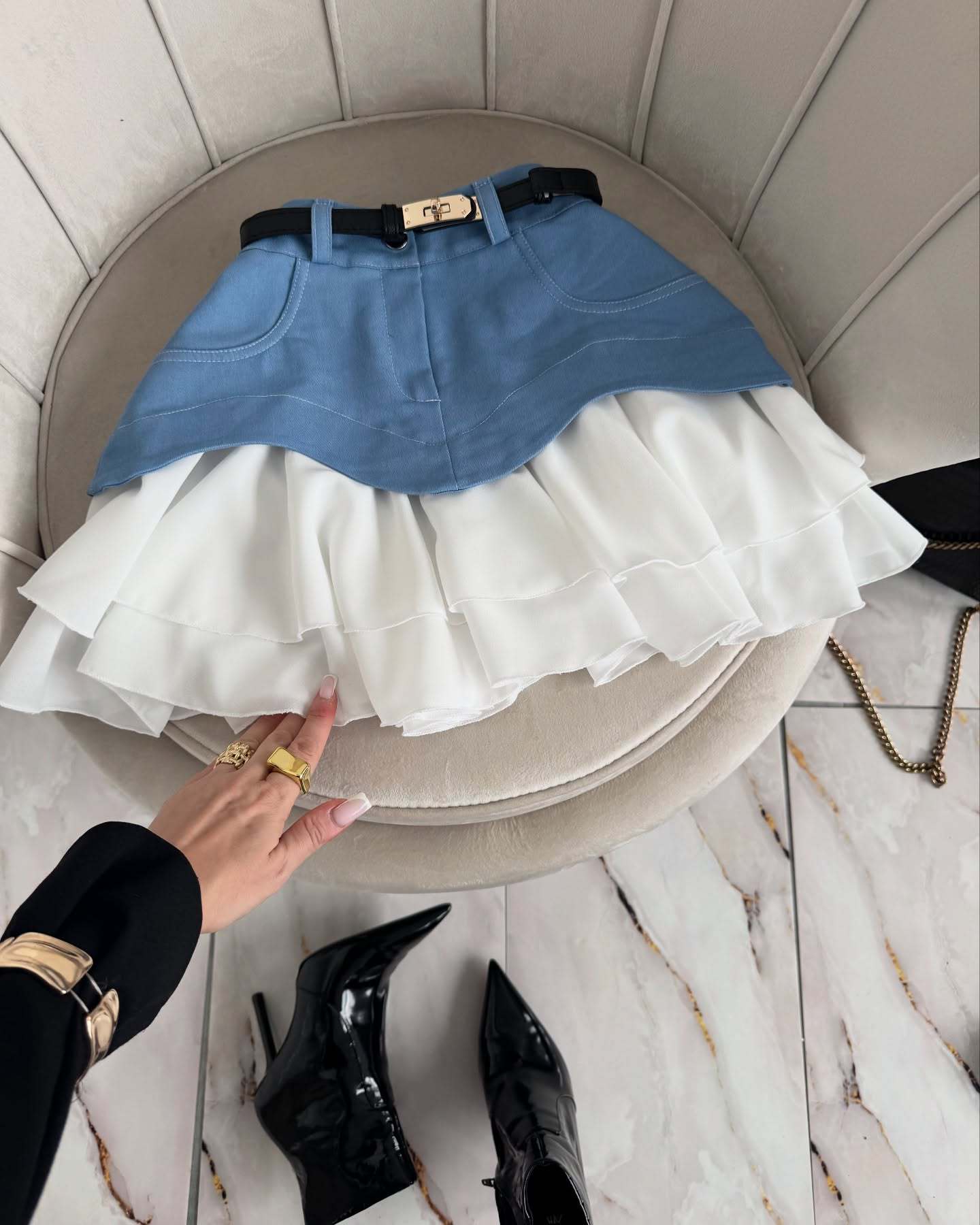 Women Summer Ruffles Cascading Ruffles Skirt 4