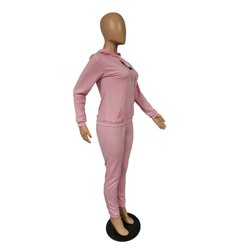 Women's Fashion Casual Embroidered Hooded Two-Piece Pants Set 18