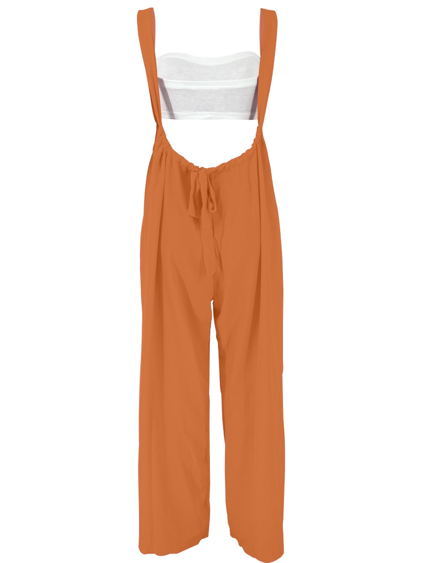 Drawstring Suspenders Wide Leg Trousers Strapless Crop Top Two-Piece Set 26
